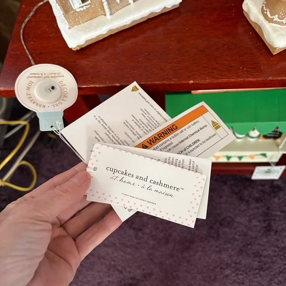 NWT-Gingerbread House Holiday Decoration - Brown and Pink - Picture 7 of 16